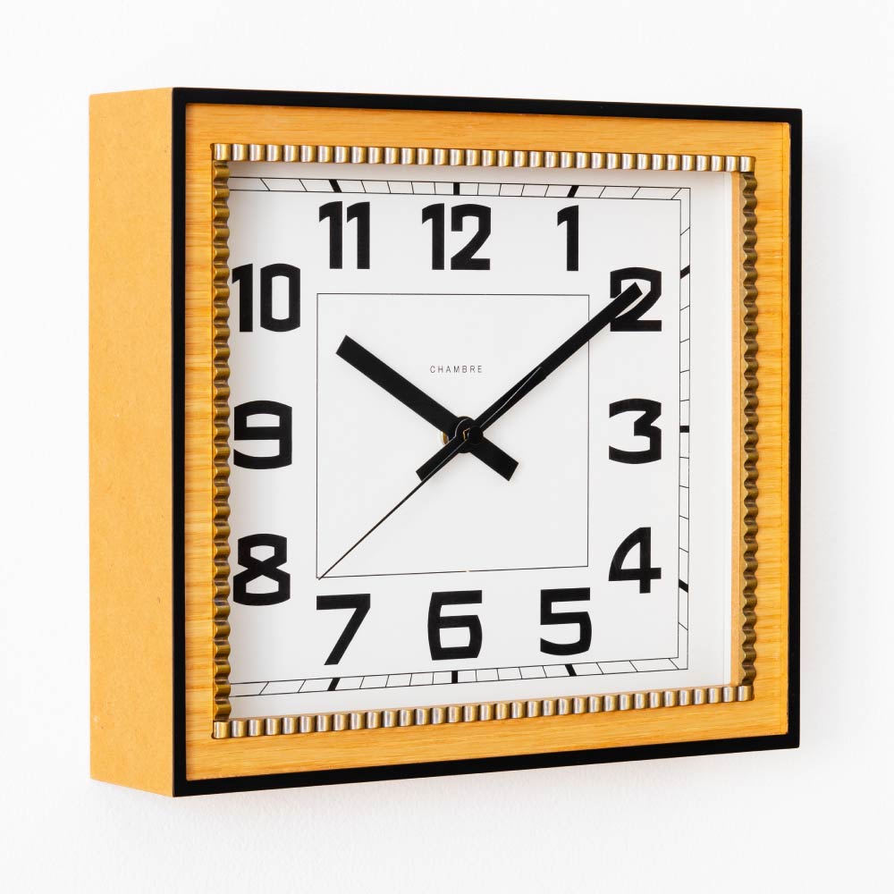 CHAMBRE BRASS RECTANGLE CLOCK OAK CH-053OA シャンブル 壁掛け時計