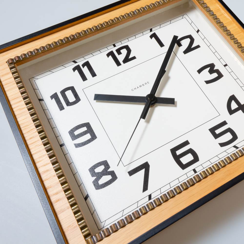 CHAMBRE BRASS RECTANGLE CLOCK OAK CH-053OA シャンブル 壁掛け時計