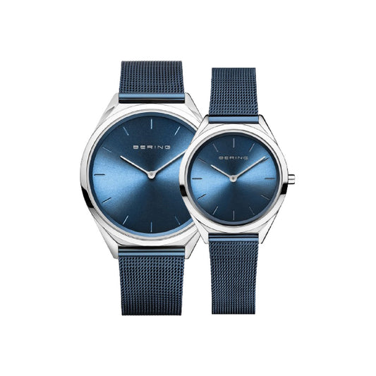 BERING Men＆Ladies(Unisex) Ultra Slim Blue Silver 17039-307 17031-307 ベーリング ペアウォッチ